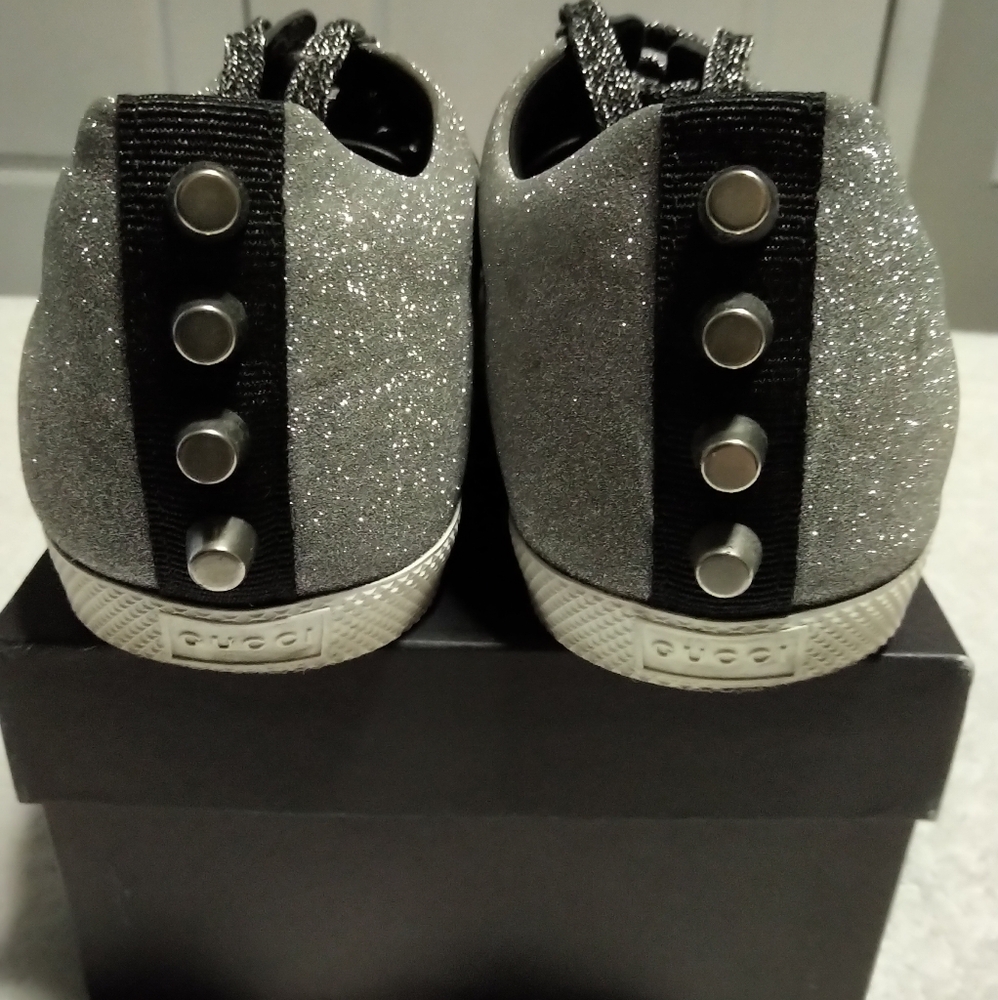 Authentic Gucci Men's Bambi Web Glitter Sneakers - Picture 2 of 9